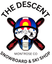 Here's an alt tag for the image in under 8 words: `The Descent: Montrose snowboard & ski shop`